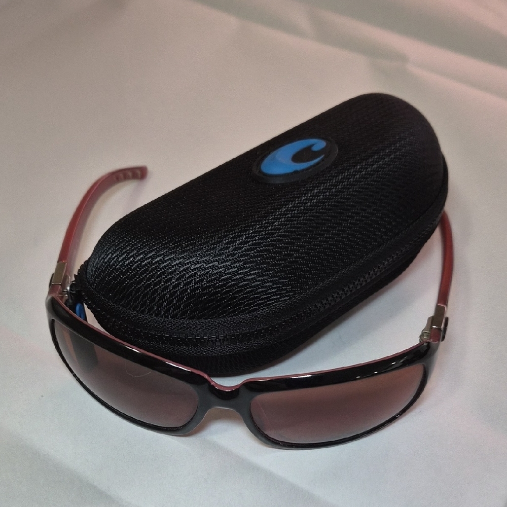 Costa Red Frame Sunglasses with Black Case